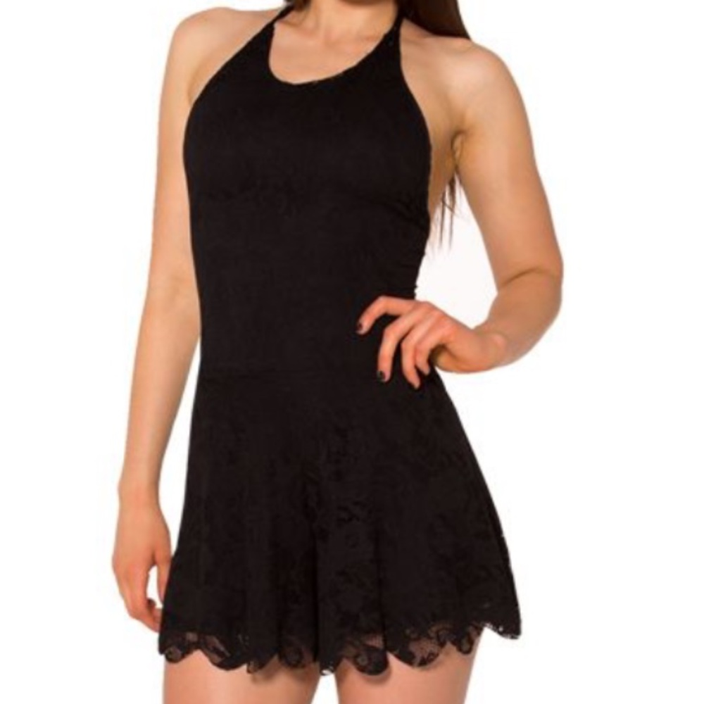 Blackmilk Elegant Black Lace Halter Jumpsuit